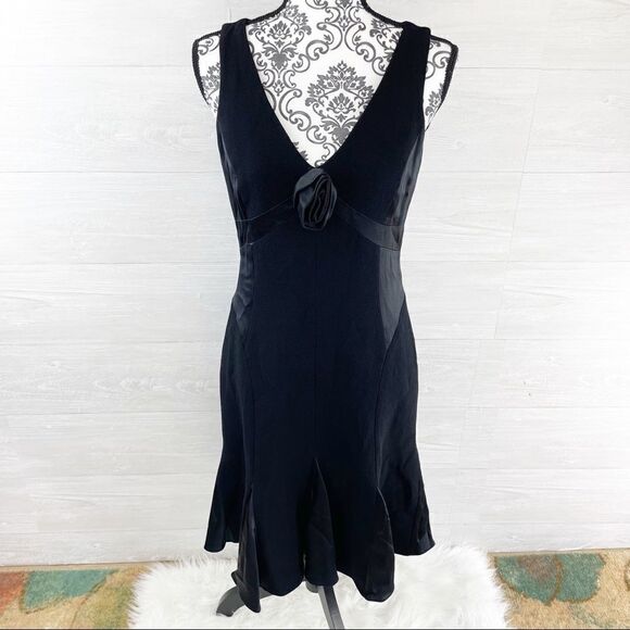 Rickie Freeman for Teri Jon Rose Fit & Flare Ruffle Hem Wool Dress - Picture 1 of 9